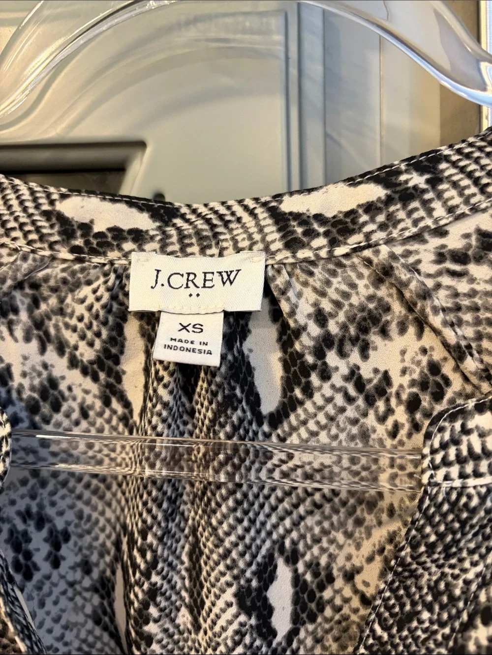 J. Crew Black and White Snake-Print Long-Sleeve Blouse XS